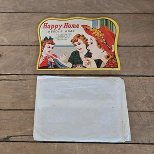 Vintage Happy Home Needle Book 21 Assorted Silver Eye Needles Threader Japan NOS